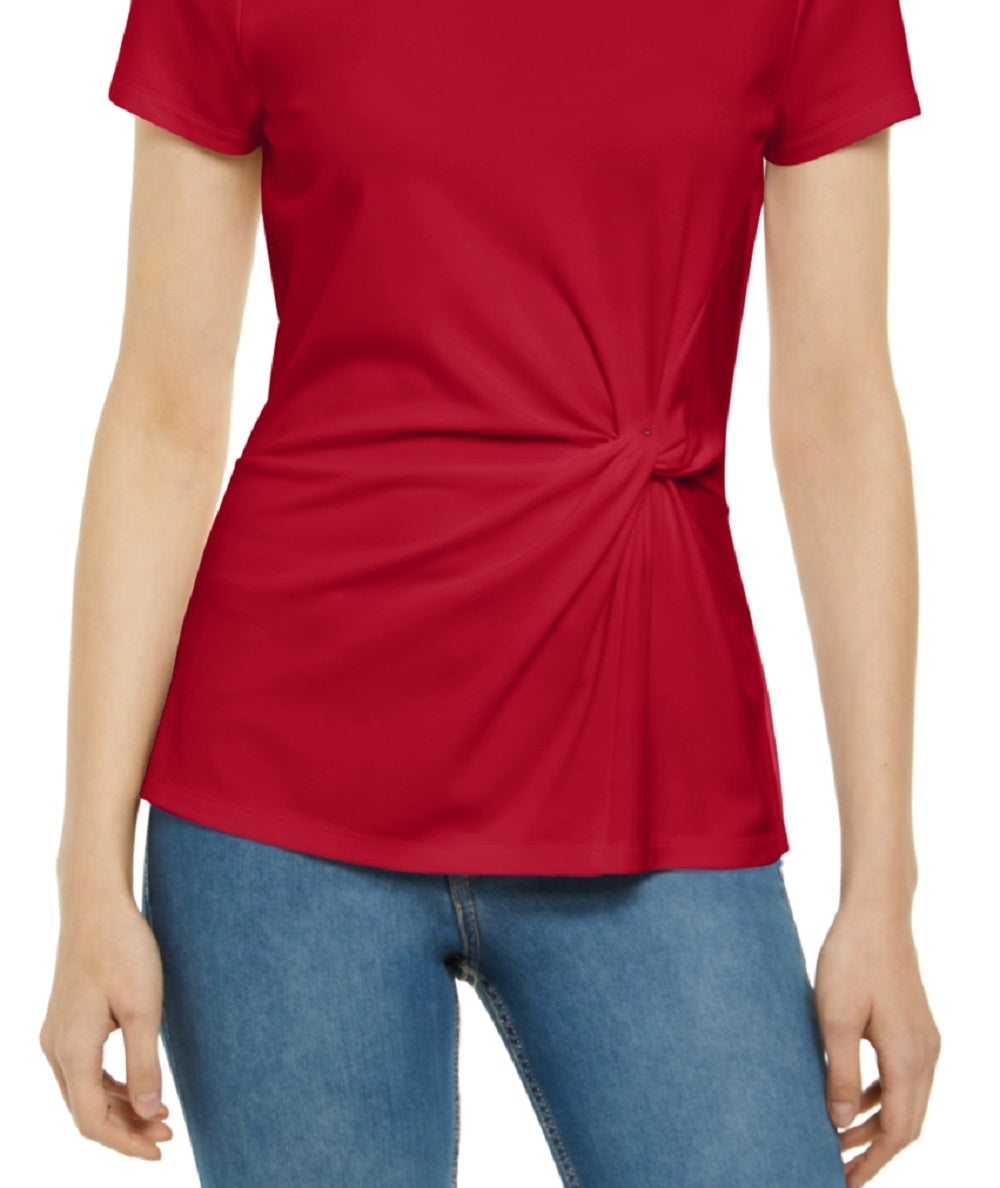 Blusa feminina Ponte Knit Twist da INC International Concepts, vermelha, tamanho grande