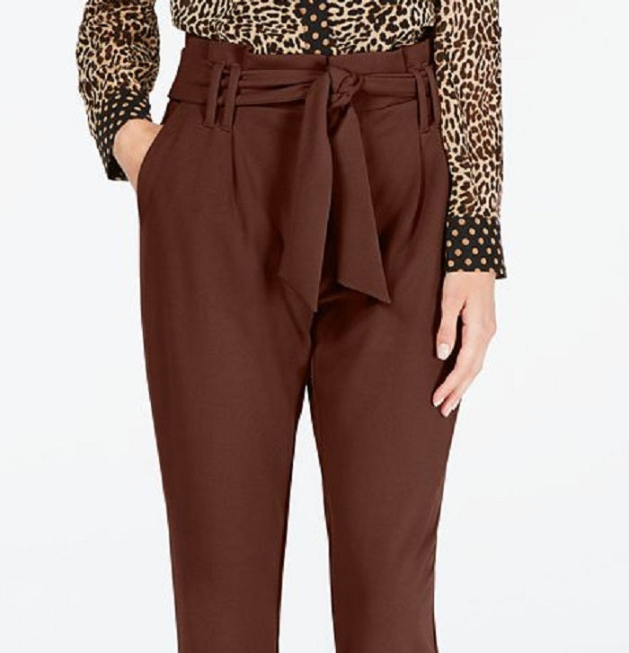 Calça feminina afunilada Paperbag da INC International Concepts, marrom, tamanho 10