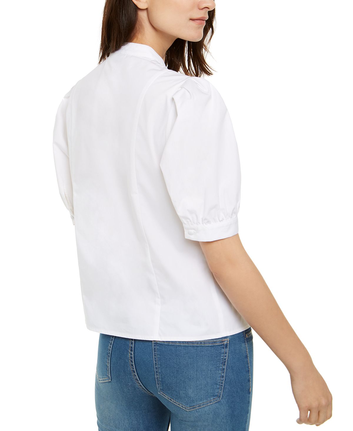 Blusa feminina de manga bufante sólida INC International Concepts, branca, tamanho X-S