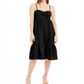 Vestido MIDI feminino com frente torcida e mistura de linho da INC International Concepts, preto, tamanho médio