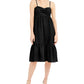 Vestido feminino INC International Concepts com alças finas e decote coração abaixo do joelho, preto, tamanho grande