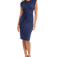 Vestido midi de cetim franzido feminino INC International Concepts, azul, tamanho grande