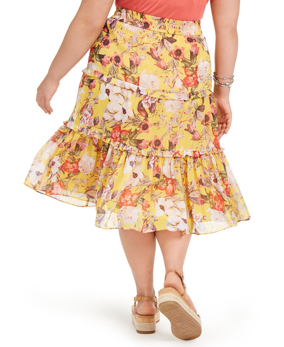 Saia longa metálica feminina INC International Concepts, amarela, tamanho 3X