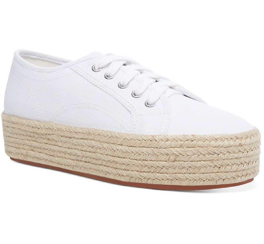 Tênis esportivo feminino Wild Pair com plataforma e bico redondo, com cadarço, branco, tamanho 8,5 M