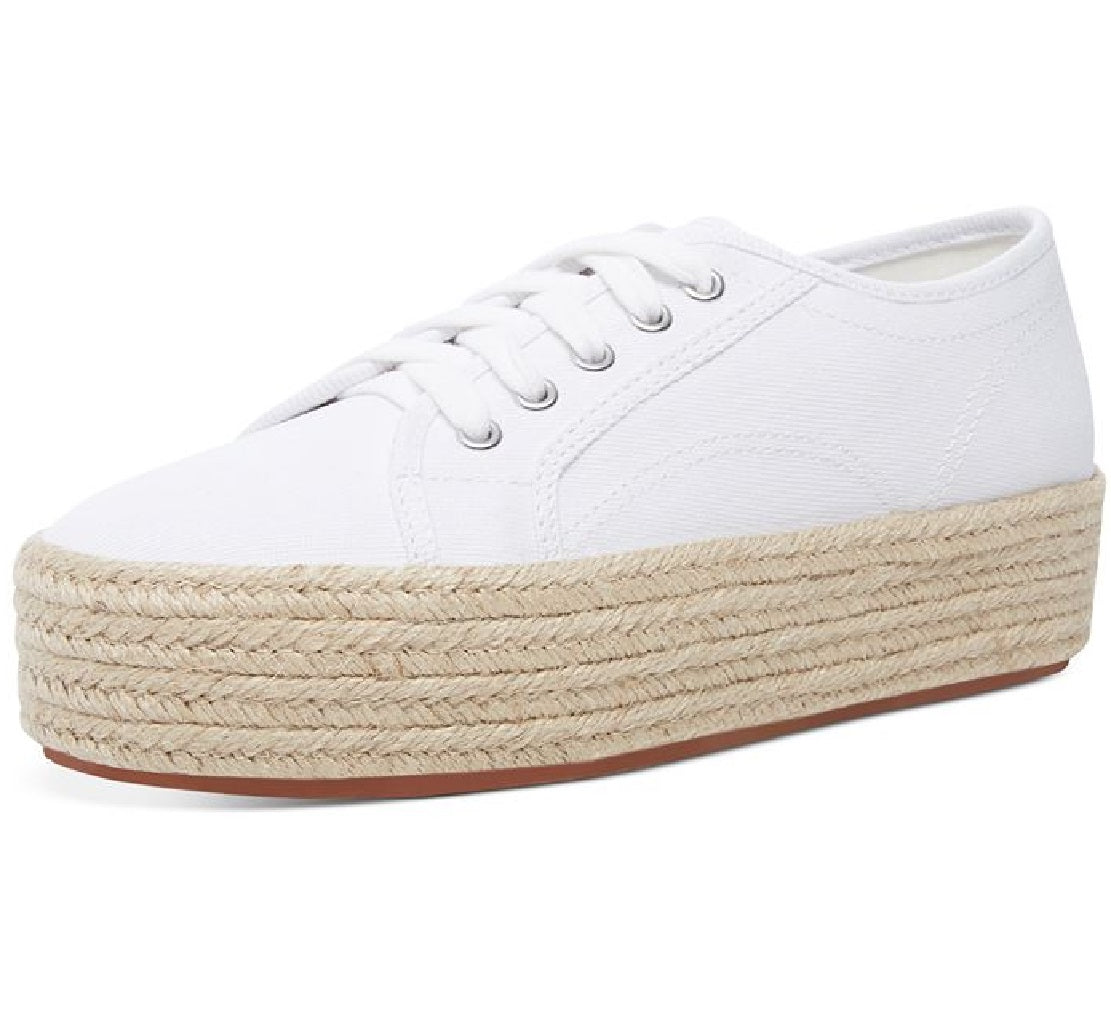 Tênis esportivo feminino Wild Pair com plataforma e bico redondo, com cadarço, branco, tamanho 8,5 M