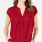 INC International Concepts Top feminino com frente torcida, vermelho, tamanho pequeno XL