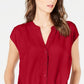 INC International Concepts Top feminino com frente torcida, vermelho, tamanho pequeno XL