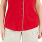 Blusa feminina Karen Scott com botões e debrum de algodão, vermelha, tamanho médio