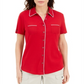 Blusa feminina Karen Scott com botões e debrum de algodão, vermelha, tamanho médio