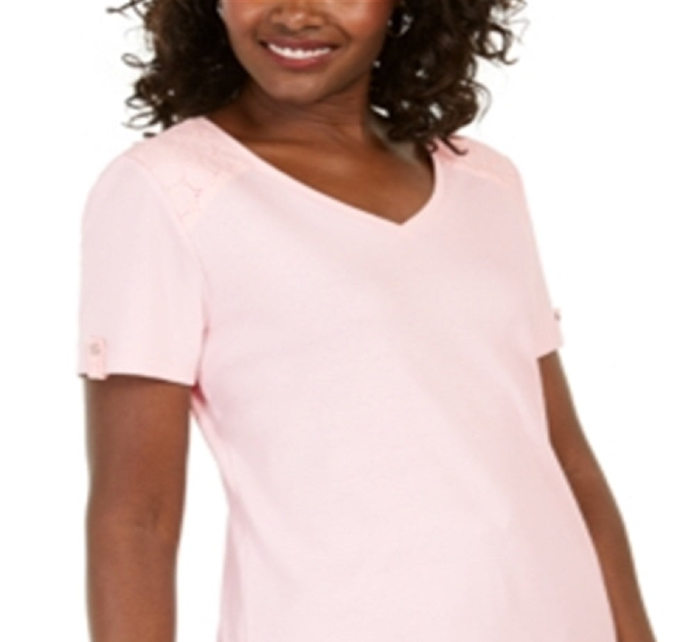 Karen Scott Blusa Feminina com Ombros Abertos e Decote em V Rosa Tamanho Médio