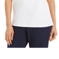 Karen Scott Blusa Feminina com Decote em V e Acabamento Contrastado, Branca, Tamanho XXG