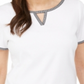 Karen Scott Blusa Feminina com Decote em V e Acabamento Contrastado, Branca, Tamanho XXG