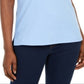 Blusa feminina Karen Scott de algodão com acabamento em ilhós, azul, tamanho grande
