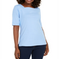 Blusa feminina Karen Scott de algodão com acabamento em ilhós, azul, tamanho grande
