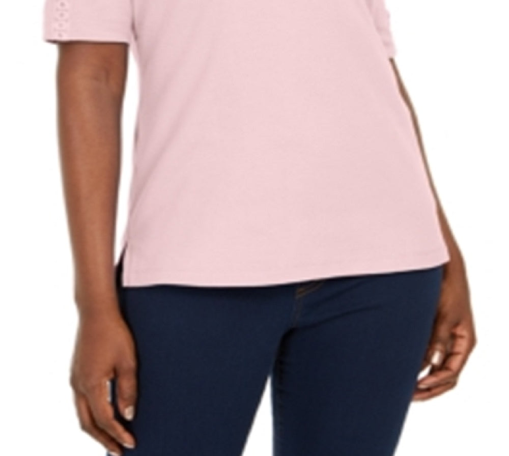Karen Scott Top Feminino de Algodão com Acabamento em Ilhós Rosa Tamanho XS