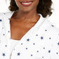 Karen Scott Moletom com capuz feminino Star Gaze com zíper estampado, branco, tamanho grande