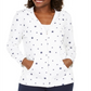 Karen Scott Moletom com capuz feminino Star Gaze com zíper estampado, branco, tamanho grande