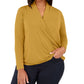 INC International Concepts Blusa feminina com sobrepeliz frontal, amarela, tamanho 0X