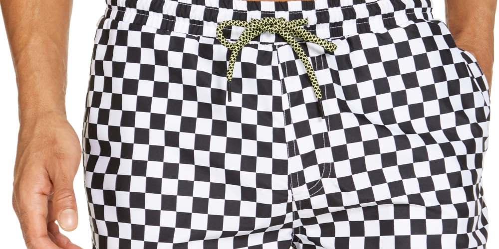 Calção de banho masculino Zane Checkerboard 5 da INC International Concepts, tamanho grande, branco