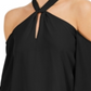 Blusa feminina Bar III com decote em V e manga comprida, estilo Keyhole, preta, tamanho XX-G