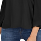 Blusa feminina Bar III com decote em V e manga comprida, estilo Keyhole, preta, tamanho XX-G