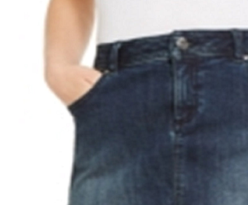 Saia jeans feminina com bainha tulipa da INC International Concepts, azul, tamanho 8