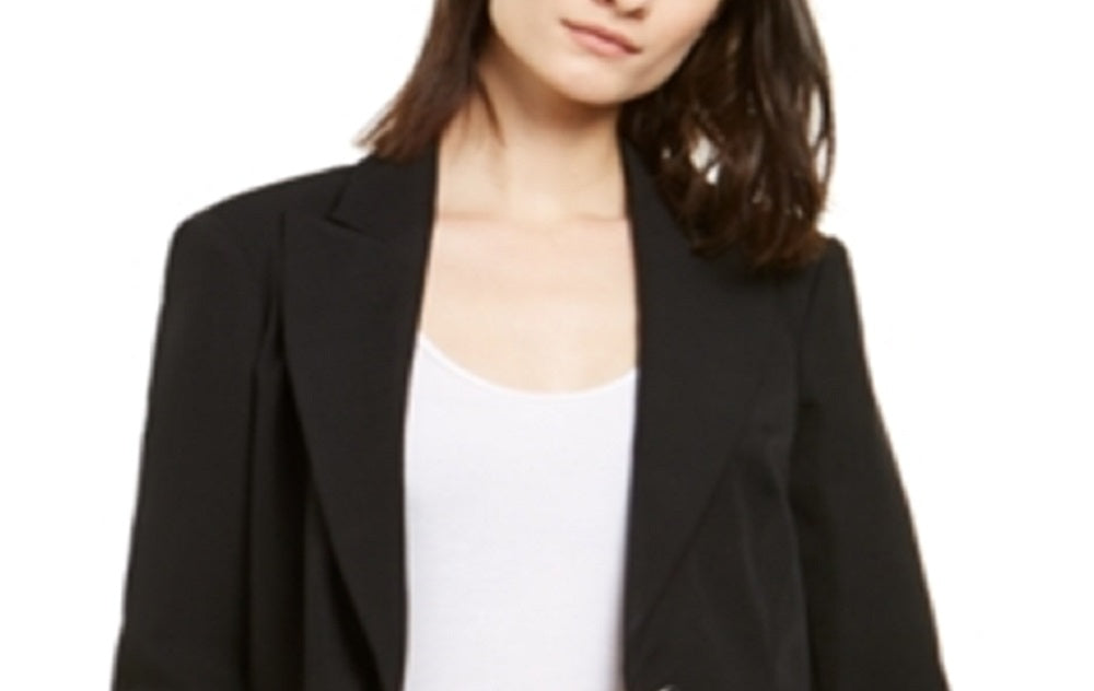 Blazer feminino com lapela alta da INC International Concepts, preto, tamanho X-S