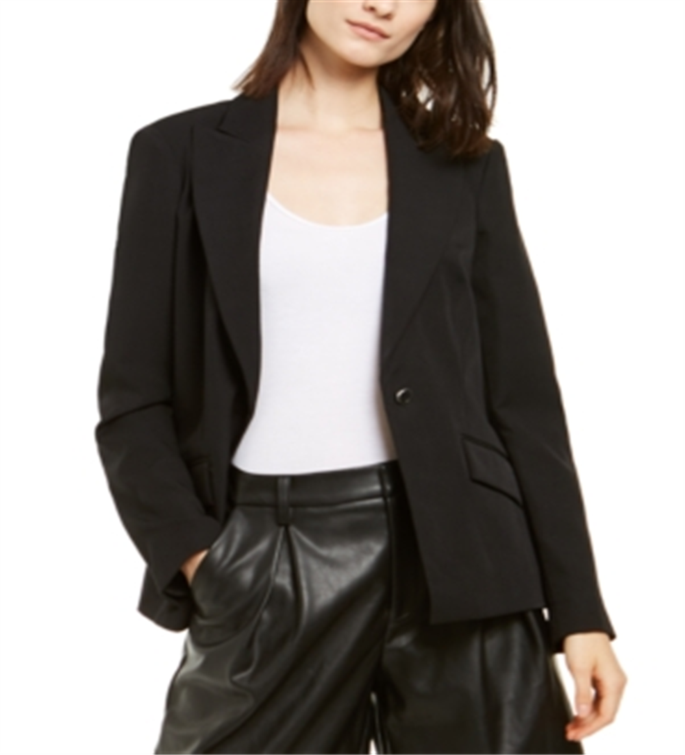 Blazer feminino com lapela alta da INC International Concepts, preto, tamanho X-S