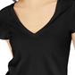 Camiseta feminina com decote em V da INC International Concepts, preta, tamanho grande