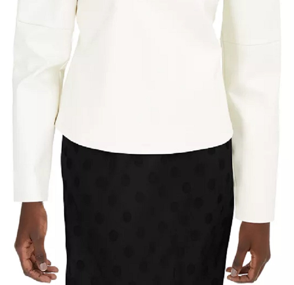 INC International Concepts Blusa feminina de couro sintético com amarração, branca, tamanho extragrande