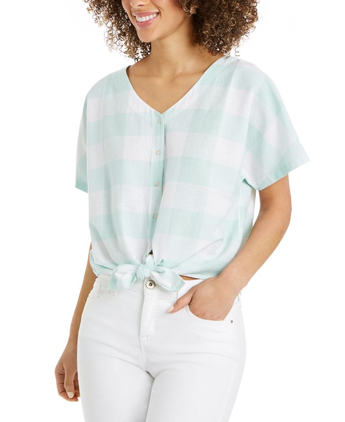 Top feminino com amarração frontal estilo &amp; co, verde, tamanho grande