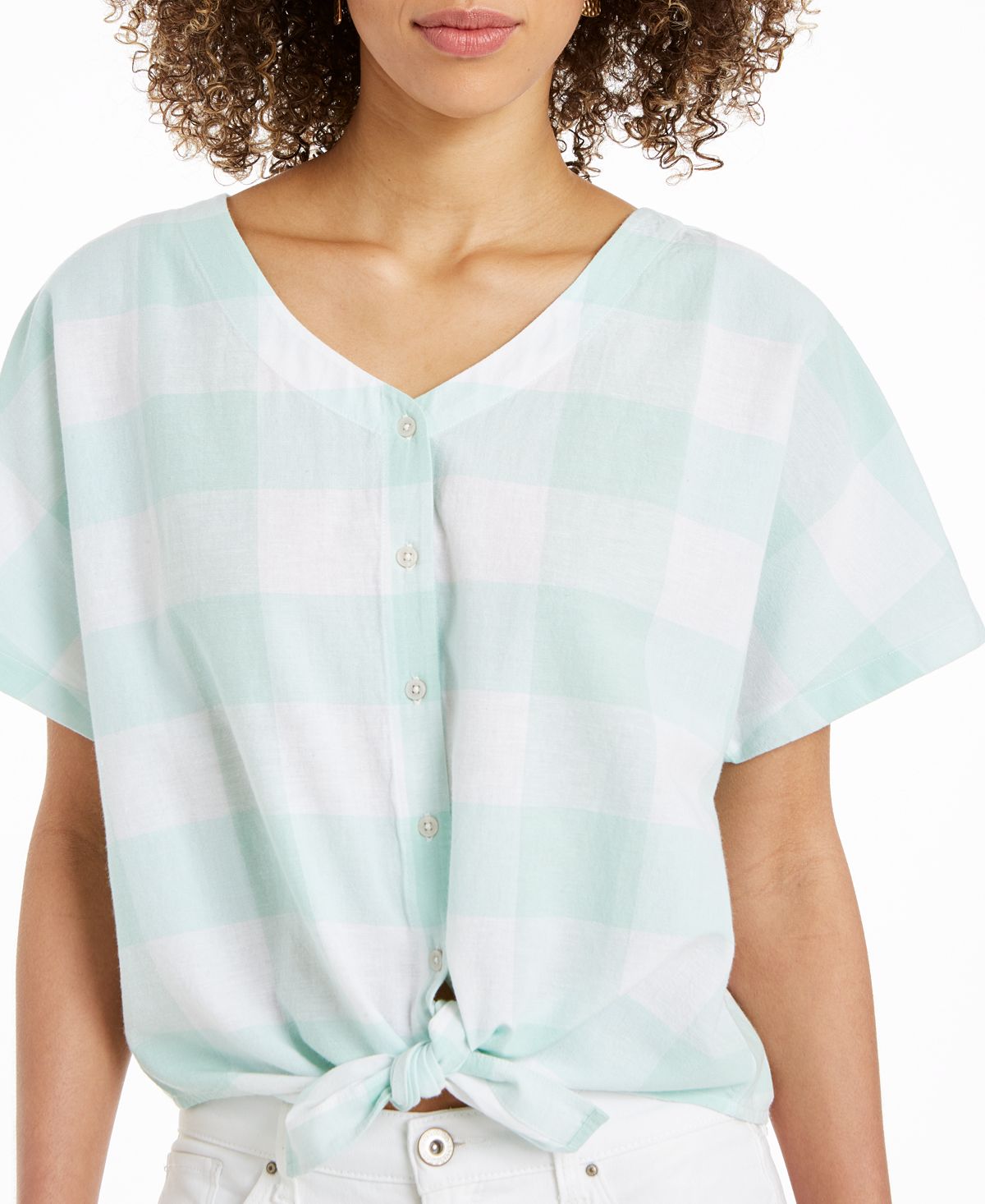 Top feminino com amarração frontal estilo &amp; co, verde, tamanho grande