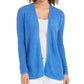 Cardigan feminino com frente aberta em Pointelle, azul, tamanho X-G