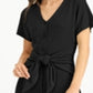 Vestido feminino Alfani com manga curta e decote em V abaixo do joelho, preto, tamanho extragrande