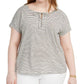 Camiseta feminina estilo buraco de fechadura, branca, tamanho 3X