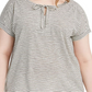 Camiseta feminina estilo buraco de fechadura, branca, tamanho 3X