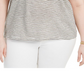 Camiseta feminina estilo buraco de fechadura, branca, tamanho 3X