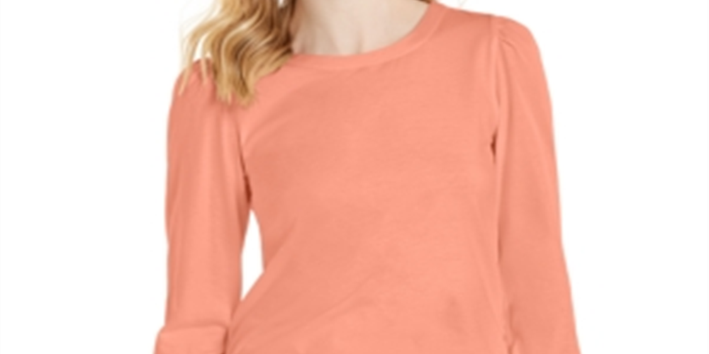 Charter Club Supima Puff Sleeve Top Feminino Laranja Tamanho XS