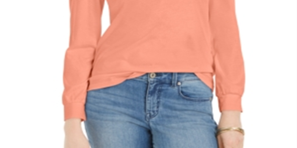 Charter Club Supima Puff Sleeve Top Feminino Laranja Tamanho XS