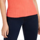 INC International Concepts Top feminino canelado metálico laranja tamanho pequeno