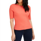 INC International Concepts Top feminino canelado metálico laranja tamanho pequeno