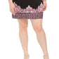 Vestido feminino estampado com manga franzida e estampa JM Collection, rosa, tamanho pequeno, médio