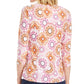 Blusa feminina estampada com manga 3/4 em jacquard, rosa, tamanho extragrande, da coleção JM