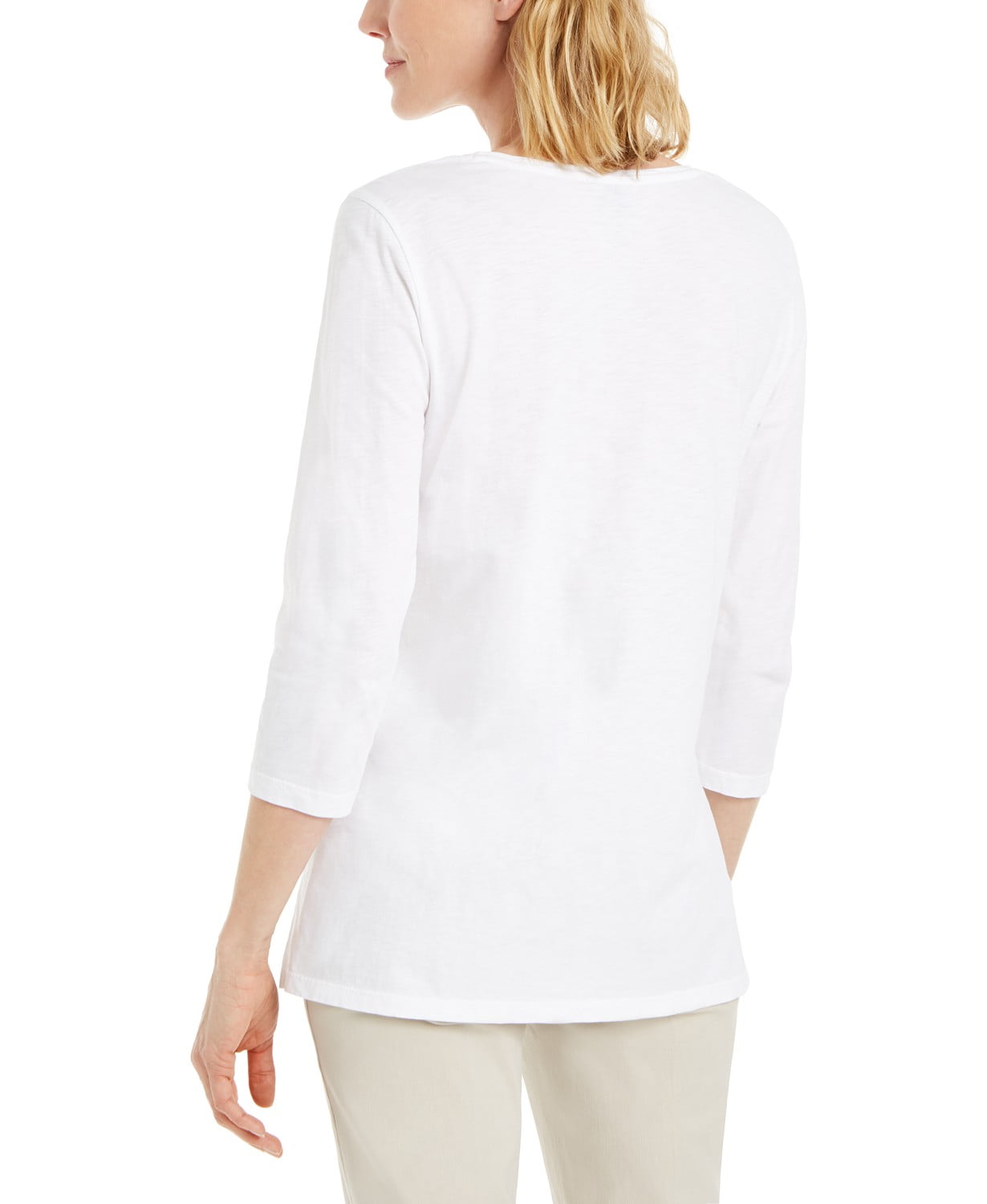 JM Collection Top Feminino Branco com Lantejoulas Tamanho Médio