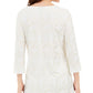 JM Collection Blusa feminina com estampa metálica e botões, marrom, tamanho X-S