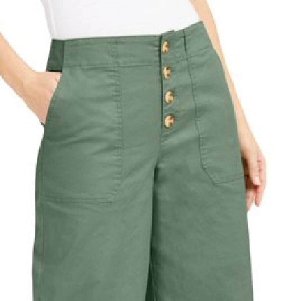 Calças culotte femininas de perna larga e aberta da INC International Concepts, verde, tamanho 6