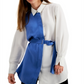 Blusa feminina Alfani de manga comprida com botões, azul, tamanho grande