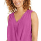 JM Collection Top drapeado sem mangas com tachas feminino rosa tamanho extragrande