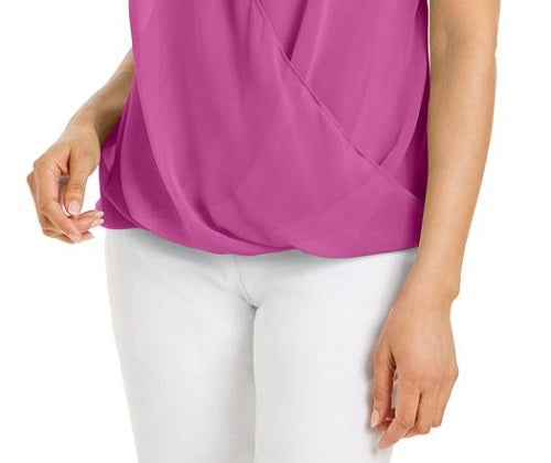 JM Collection Top drapeado sem mangas com tachas feminino rosa tamanho extragrande
