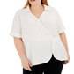 Blusa Alfani Feminina Plus Drape Surplice Branca Tamanho 3X